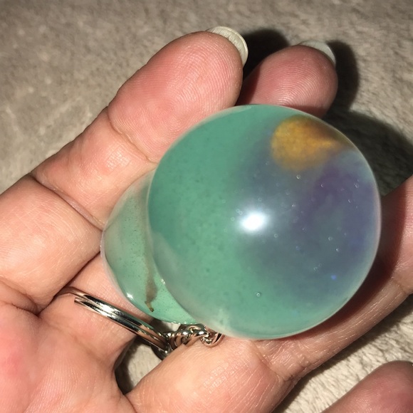 Epoxy resin mini mushroom 🍄 keychain light aqua blue and swirl of purple - Picture 5 of 6